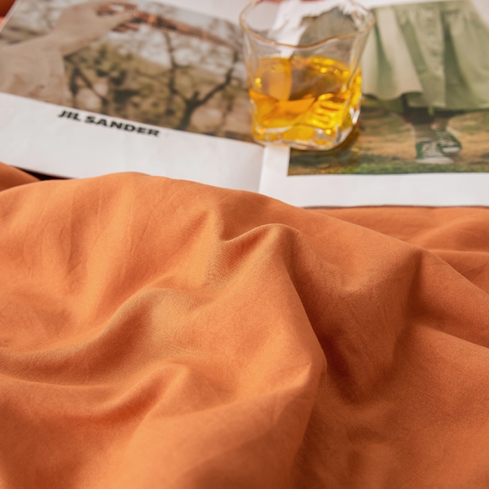 91家纺网 家纺一手货源 找家纺 钰博 2023新款水洗棉棉麻大豆夏被 暖橙色