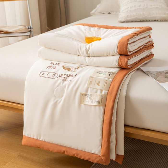 91家纺网 家纺一手货源 找家纺 钰博 2023新款水洗棉棉麻大豆夏被 云朵白