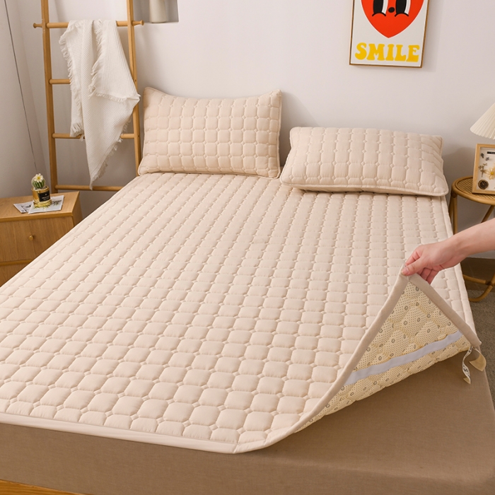 91家纺网 家纺一手货源 找家纺 恋绒家纺 A类原棉抗菌床垫加厚软垫床宿舍褥子单人双人学生垫四季可用 浅驼色