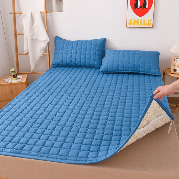 91家纺网 家纺一手货源 找家纺 恋绒家纺 A类原棉抗菌床垫加厚软垫床宿舍褥子单人双人学生垫四季可用 远山蓝