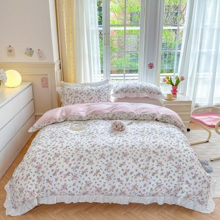 91家纺网 家纺一手货源 找家纺 （总）清雅福 2024新款全棉13372韩版花边款系列四件套