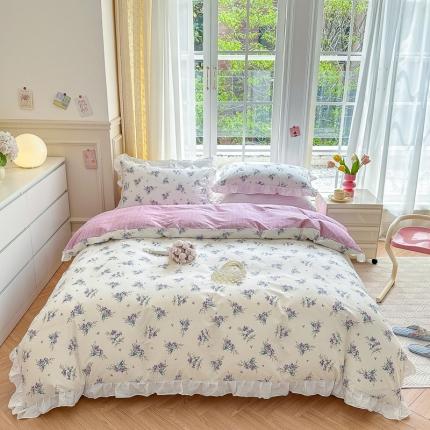 91家纺网 家纺一手货源 找家纺 （总）清雅福 2024新款全棉13372韩版花边款系列四件套