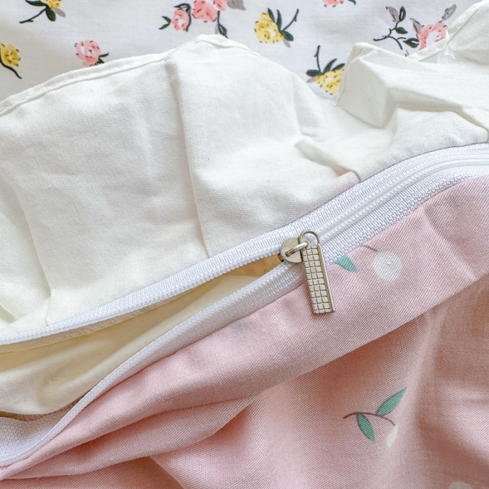 91家纺网 家纺一手货源 找家纺 清雅福 2024新款全棉13372韩版花边款系列四件套 好事花生