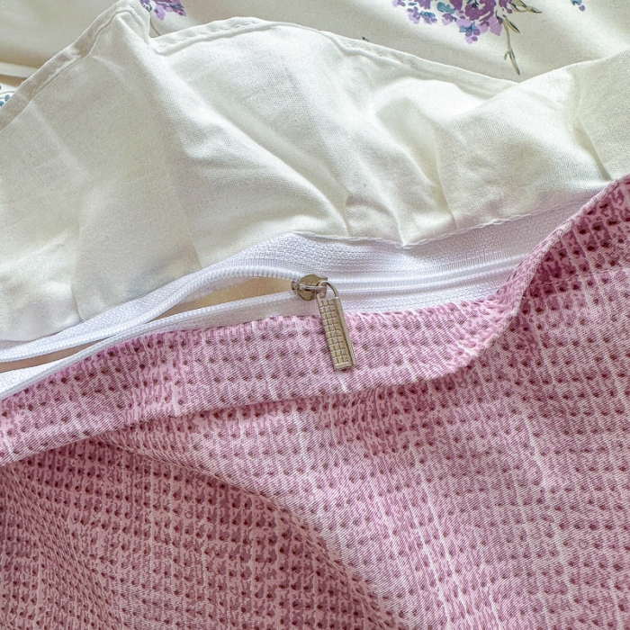 91家纺网 家纺一手货源 找家纺 清雅福 2024新款全棉13372韩版花边款系列四件套 薰衣草