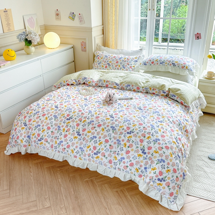 91家纺网 家纺一手货源 找家纺 清雅福 2024新款全棉13372韩版花边款系列单被套 初遇