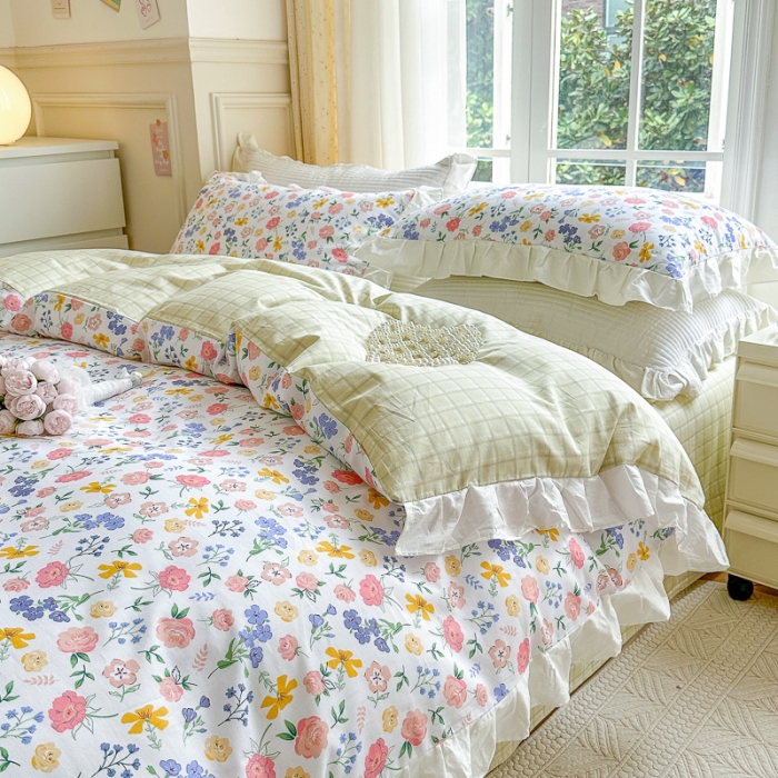 91家纺网 家纺一手货源 找家纺 清雅福 2024新款全棉13372韩版花边款系列单被套 初遇