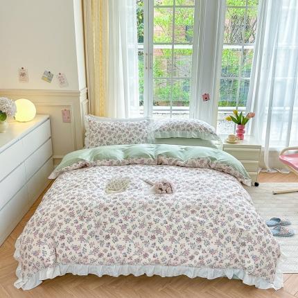 91家纺网 家纺一手货源 找家纺 清雅福 2024新款全棉13372韩版花边款系列单被套 花仙子