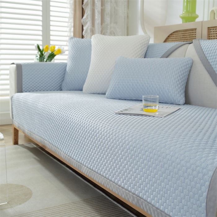 91家纺网 家纺一手货源 找家纺 共鸣沙发垫 2023新款 凉豆豆沙发垫三人位 凉豆豆蓝色