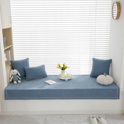 91家纺网 家纺一手货源 找家纺 共鸣 2023新款 人字纹飘窗垫 人字纹蓝色