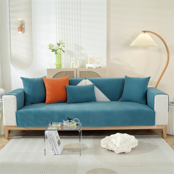 91家纺网 家纺一手货源 找家纺 共鸣 2023新款 钻石绒沙发垫 钻石绒绿色