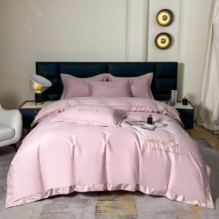 91家纺网 家纺一手货源 找家纺 （总）盛馨2023新款轻奢高支高密长绒棉全棉床单床笠刺绣四件套