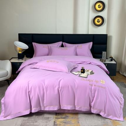 91家纺网 家纺一手货源 找家纺 （总）盛馨2023新款轻奢高支高密长绒棉全棉床单床笠刺绣四件套