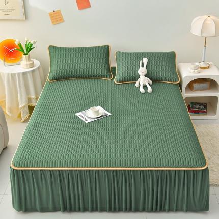 民新 2023新款0.5加厚乳胶A类凉感丝乳胶床裙凉席 军绿