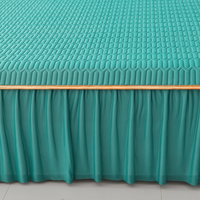 91家纺网 家纺一手货源 找家纺 民新 2024新款0.5加厚乳胶A类凉感丝乳胶床裙凉席 墨绿