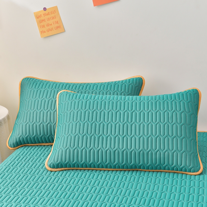 91家纺网 家纺一手货源 找家纺 民新 2024新款0.5加厚乳胶A类凉感丝乳胶床裙凉席 墨绿