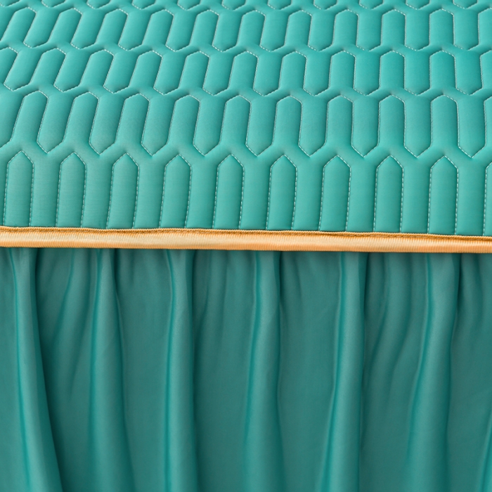 91家纺网 家纺一手货源 找家纺 民新 2024新款0.5加厚乳胶A类凉感丝乳胶床裙凉席 墨绿