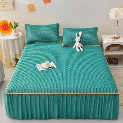 民新 2024新款0.5加厚乳胶A类凉感丝乳胶床裙凉席 墨绿