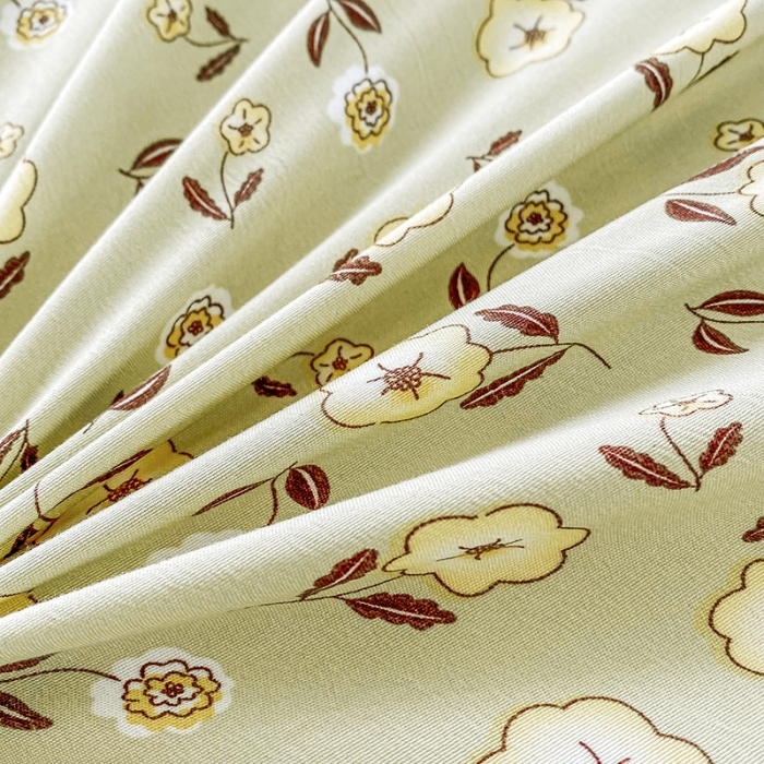 91家纺网 家纺一手货源 找家纺 唐人居 2025新款印花水洗棉麻夏被四件套 彼岸花-黄