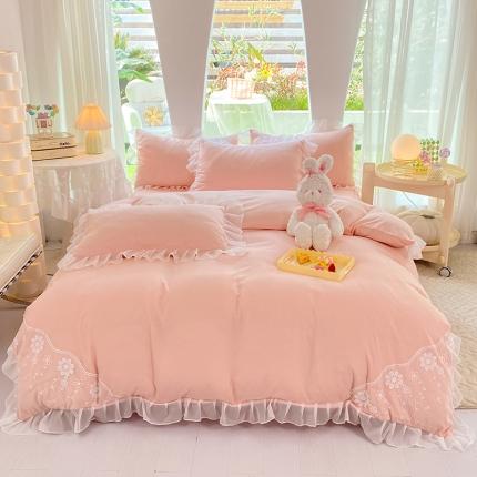 91家纺网 家纺一手货源 找家纺 （总）唐人居 2025新款水洗棉麻花边款花香系列四件套