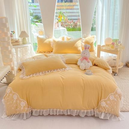 91家纺网 家纺一手货源 找家纺 （总）唐人居 2025新款水洗棉麻花边款花香系列四件套