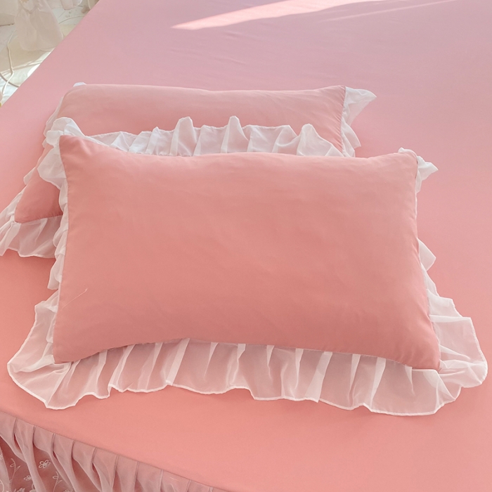 91家纺网 家纺一手货源 找家纺 唐人居 2025新款水洗棉麻花边款花香系列四件套 花香-公主粉