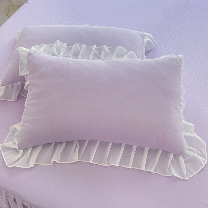 91家纺网 家纺一手货源 找家纺 唐人居 2025新款水洗棉麻花边款花香系列四件套 花香-梦幻紫