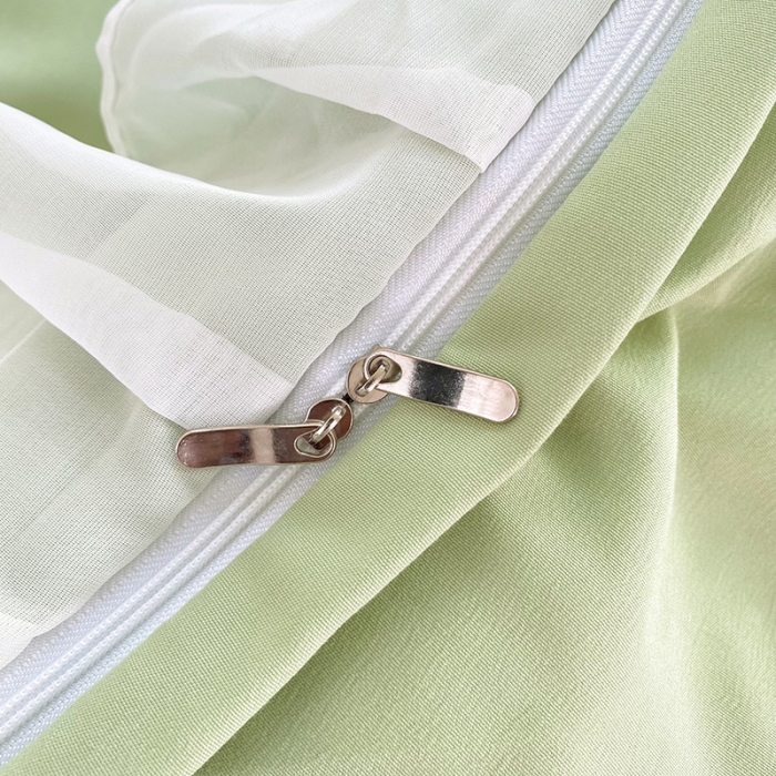 91家纺网 家纺一手货源 找家纺 唐人居 2025新款水洗棉麻花边款花香系列四件套 花香-奶绿