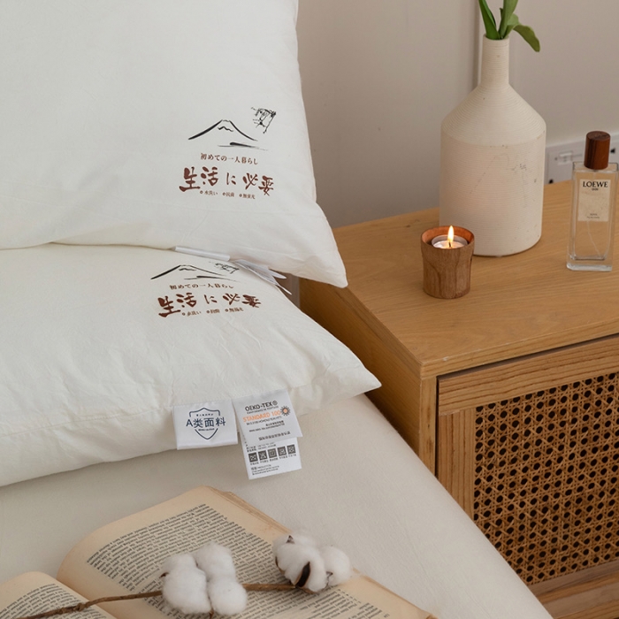 91家纺网 家纺一手货源 找家纺 拾光枕芯 2023新款全棉A类60s日式本色原棉超柔枕 中枕