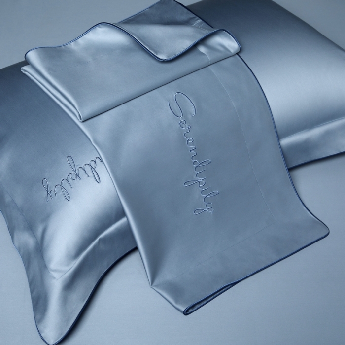 91家纺网 家纺一手货源 找家纺 缔缦 2023新款定织新布种S120系列四件套 古典蓝