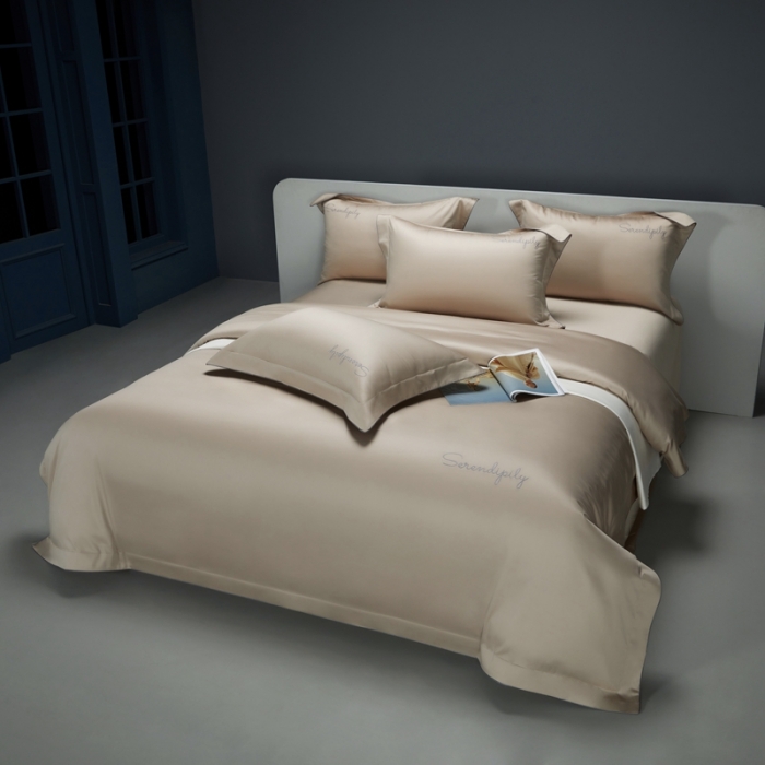 91家纺网 家纺一手货源 找家纺 缔缦 2023新款定织新布种S120系列四件套 卡其