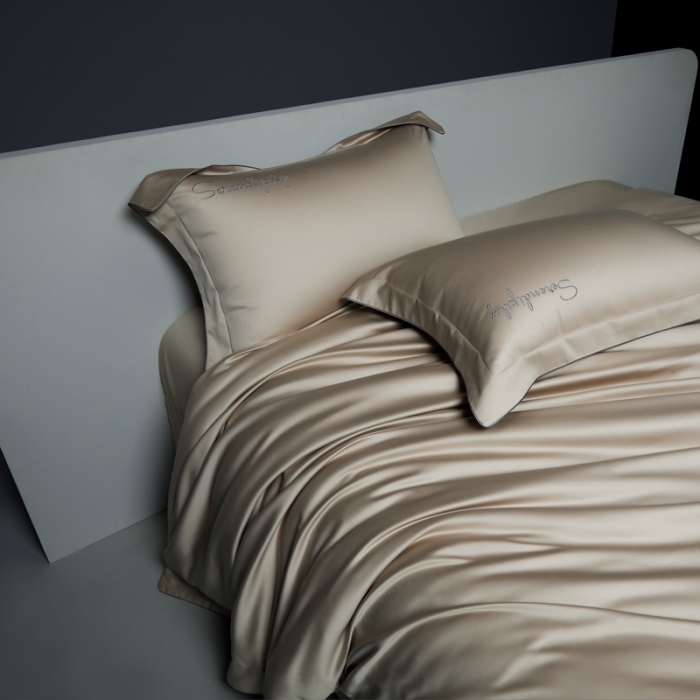 91家纺网 家纺一手货源 找家纺 缔缦 2023新款定织新布种S120系列四件套 卡其