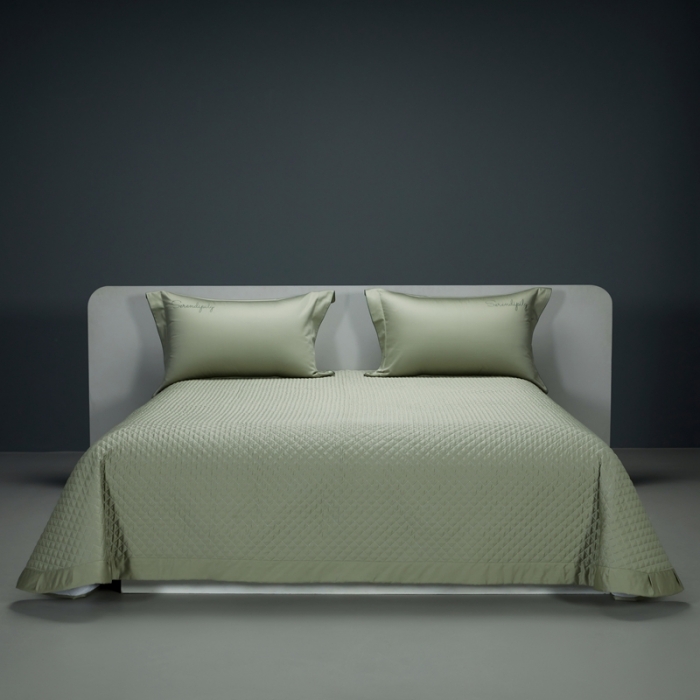 91家纺网 家纺一手货源 找家纺 缔缦 2023新款定织新布种S120系列四件套 抹茶绿