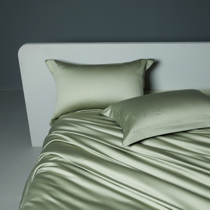 91家纺网 家纺一手货源 找家纺 缔缦 2023新款定织新布种S120系列四件套 抹茶绿