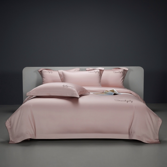 91家纺网 家纺一手货源 找家纺 缔缦 2023新款定织新布种S120系列四件套 微醺粉