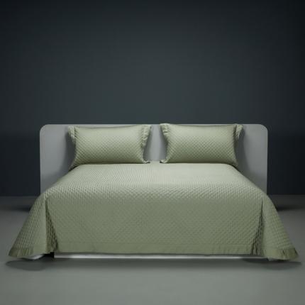 91家纺网 家纺一手货源 找家纺 缔缦 2023新款定织新布种S120系列床盖三件套 抹茶绿
