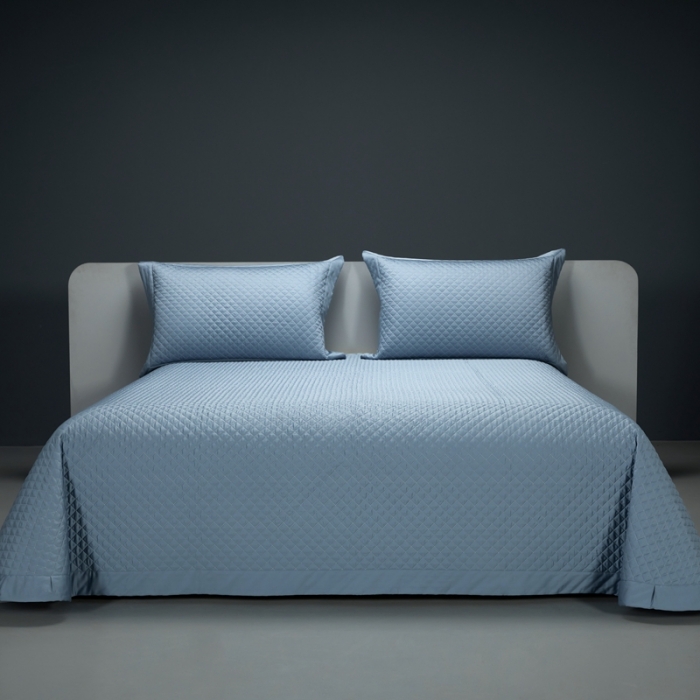 91家纺网 家纺一手货源 找家纺 缔缦 2023新款定织新布种S120系列床盖三件套 古典蓝