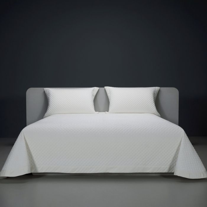 91家纺网 家纺一手货源 找家纺 缔缦 2023新款定织新布种S120系列床盖三件套 贵族白