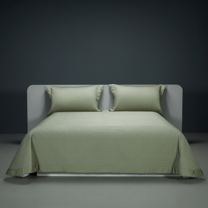 91家纺网 家纺一手货源 找家纺 缔缦 2023新款定织新布种S120系列床盖三件套 抹茶绿