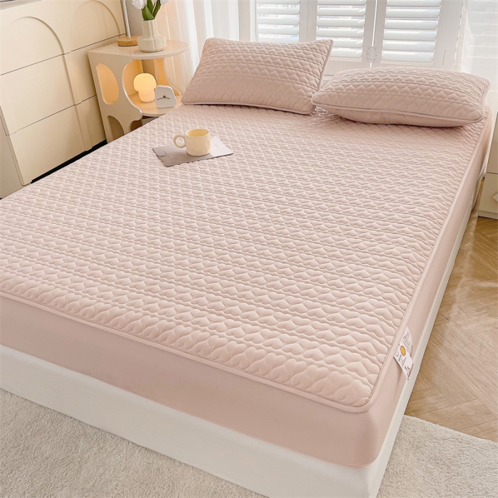 91家纺网 家纺一手货源 找家纺 （总）雯豆家纺 2023新款高克重磨毛夹棉床笠纯色水洗棉床垫保护套