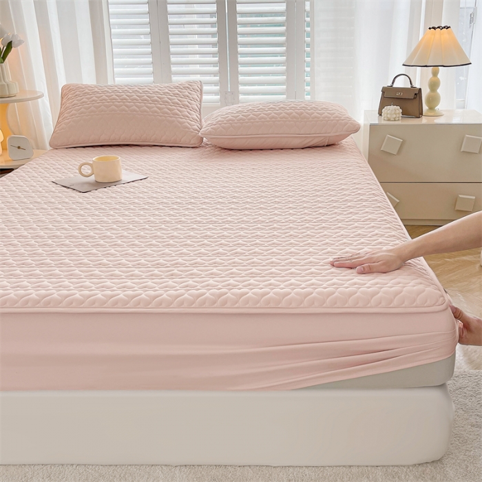 91家纺网 家纺一手货源 找家纺 （总）雯豆家纺 2023新款高克重磨毛夹棉床笠纯色水洗棉床垫保护套