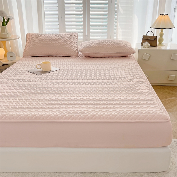 91家纺网 家纺一手货源 找家纺 （总）雯豆家纺 2023新款高克重磨毛夹棉床笠纯色水洗棉床垫保护套