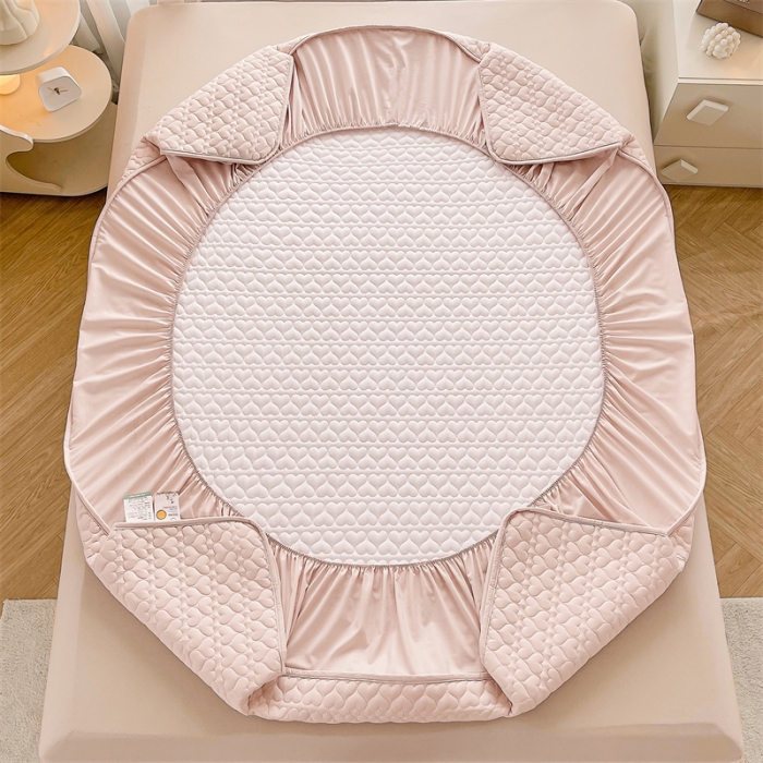 91家纺网 家纺一手货源 找家纺 （总）雯豆家纺 2023新款高克重磨毛夹棉床笠纯色水洗棉床垫保护套