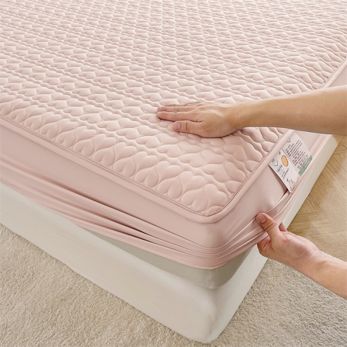 91家纺网 家纺一手货源 找家纺 （总）雯豆家纺 2023新款高克重磨毛夹棉床笠纯色水洗棉床垫保护套