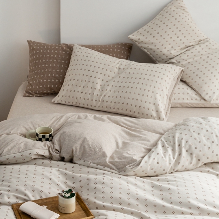 91家纺网 家纺一手货源 找家纺 原研 2023新款针织棉提花系列四件套 春风