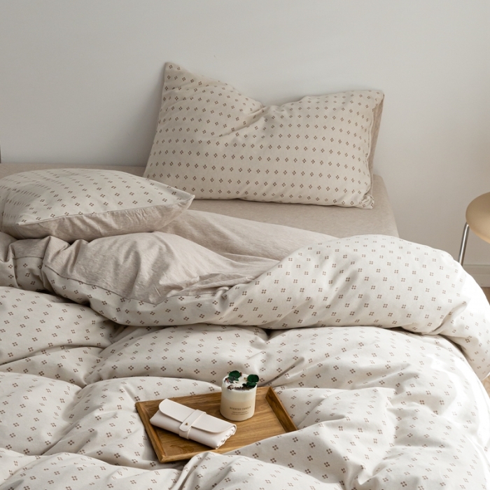 91家纺网 家纺一手货源 找家纺 原研 2023新款针织棉提花系列四件套 春风