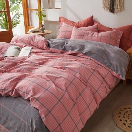 三沁2023新款直播爆款色织水洗棉单品系列单被套 偶遇灰粉