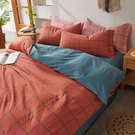 三沁2023新款直播爆款色织水洗棉单品系列单被套 偶遇蓝橘