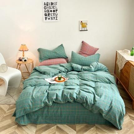 三沁2023新款直播爆款色织水洗棉单品系列单被套 青春无限豆绿