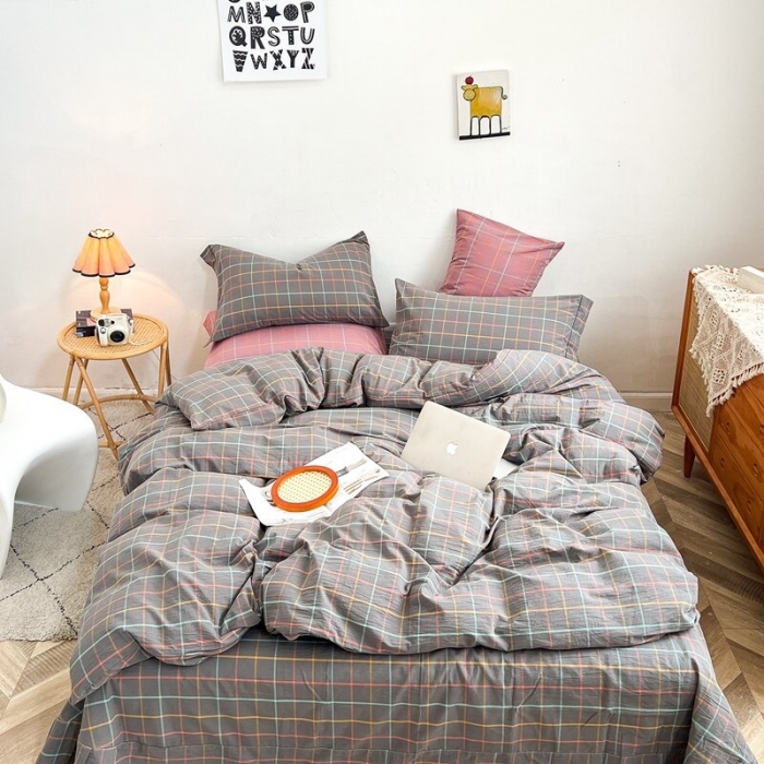 91家纺网 家纺一手货源 找家纺 三沁2023新款直播爆款色织水洗棉单品系列单被套 青春无限灰