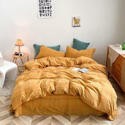 三沁2023新款直播爆款色织水洗棉单品系列单被套 青春无限姜黄
